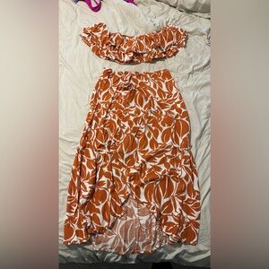 Two piece Mango Leaf orange dress